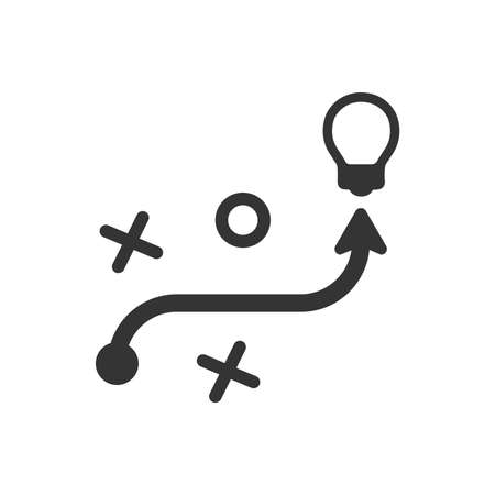 Arrow pointing to a light bulb in over white background. Strategic planning concept.のイラスト素材