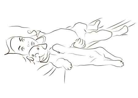 Illustration child with dog vectorのイラスト素材