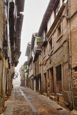 Typical street in Mogarraz village, La Alberca. Salamanca, Castilla y Leon, Spainの写真素材