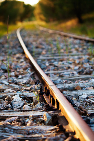 Old Railroad curve with selective focusの写真素材