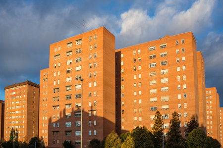 Blocks of council flats in a working class neighborhood  Valladolid, Spainの写真素材