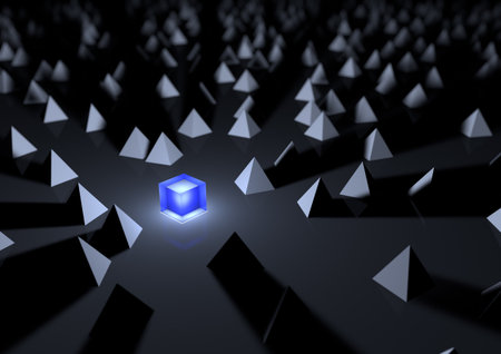 Having the edge amongst trianglesの写真素材