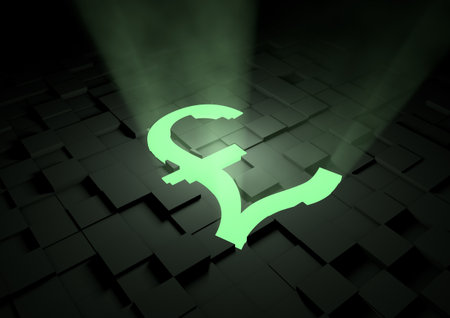 Glowing pound symbolの写真素材