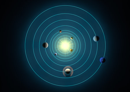 solar system seen from aboveの写真素材