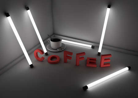 coffee and text in a roomの写真素材