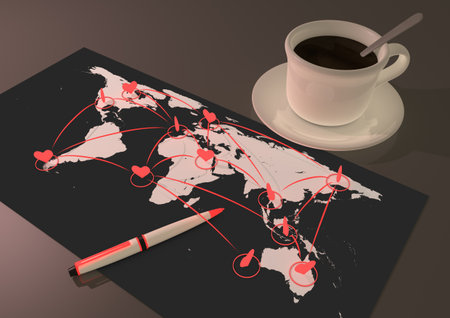 render of a network of heart symbols