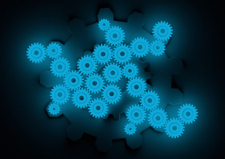 render of abstract glowing gearsの写真素材