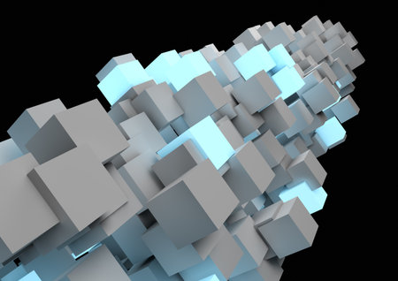 render of an abstract pillar made of cubes