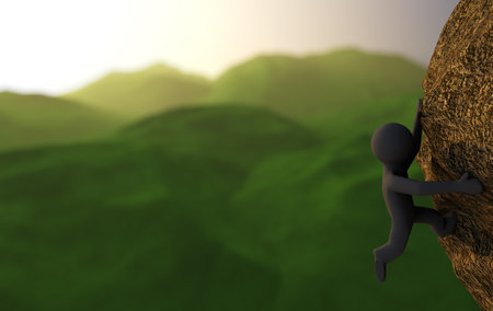render of a 3d character climbingの写真素材