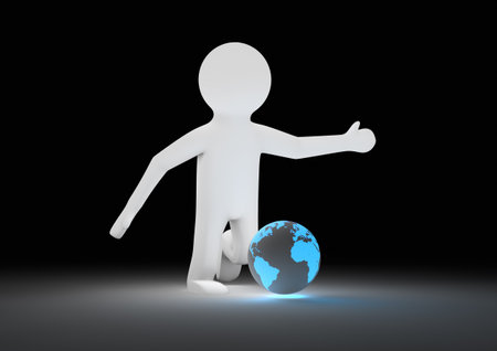 render of a person playing soccerの写真素材