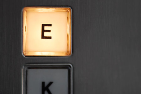Elevator, Illuminated basement button in an elevator.
