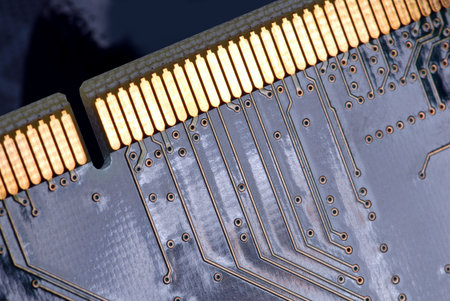 Macro detail of the circuit in a computer.