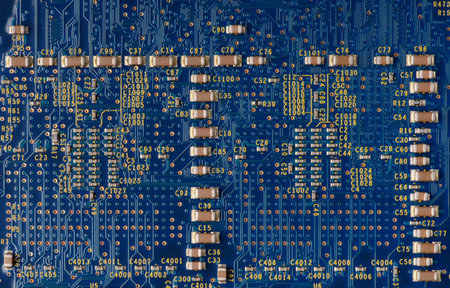 Macro detail of the circuit in a computer.