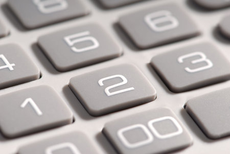 Macro detail of the buttons on a calculator.の写真素材