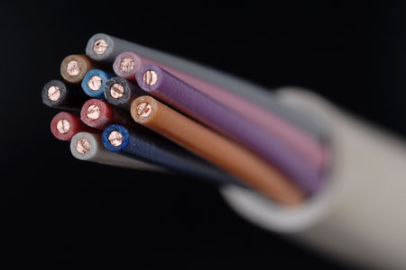 Macro detail of some telephone cables.