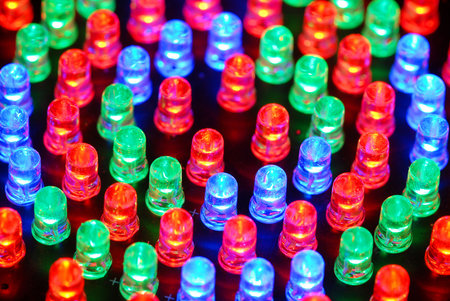 Colorful LED background with dozens transparent LEDs.の写真素材