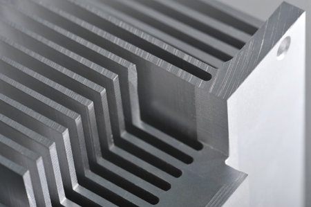 Stylized industrial - showing detail of an CNC manufactured aluminum cooling plate