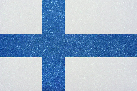 the ensign of finland made of twinkling glittermaterialの写真素材