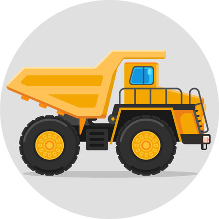 dump truck flat vector color icon with shadowのイラスト素材