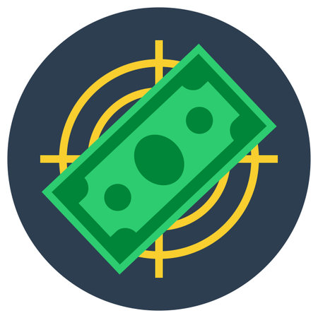 Paper money banknote flat vector illustration target symbol, money target imageのイラスト素材