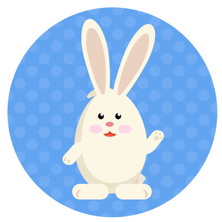 Happy Easter friendly character, easter rabbit vector color illustrationのイラスト素材