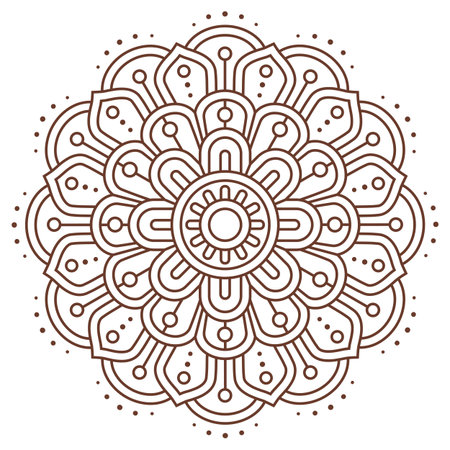 Abstract vector line lace floral mandala ornament pattern. Lines ornament on light background. Floral mandala decorative element.のイラスト素材
