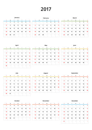 calendar 2017 year templateのイラスト素材