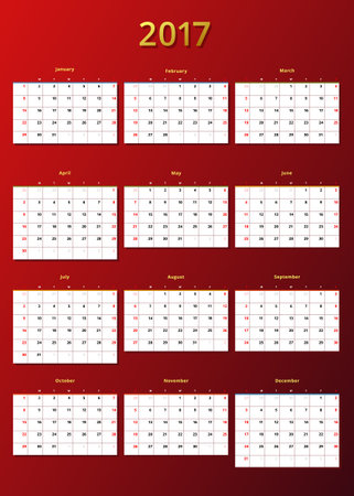 calendar 2017 year templateのイラスト素材