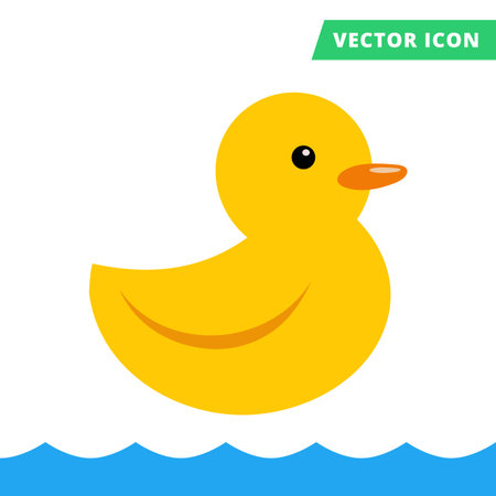 Duck rubber toy yellow color flatのイラスト素材