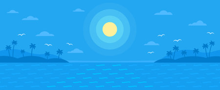 Summer blue flat vector backgroundのイラスト素材