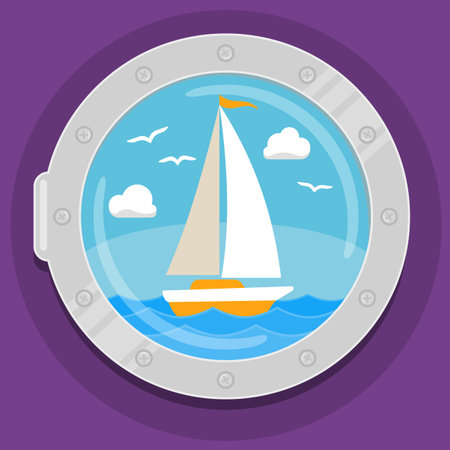 Yacht sailboat flat color iconのイラスト素材