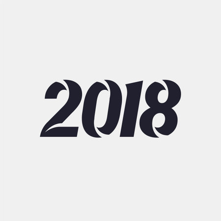New 2018 Year Black color vector sign modern text on violet gradient background. 3d volume text with...