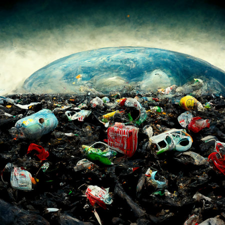 digital art, abstract composition of human waste covering the planet earthの写真素材