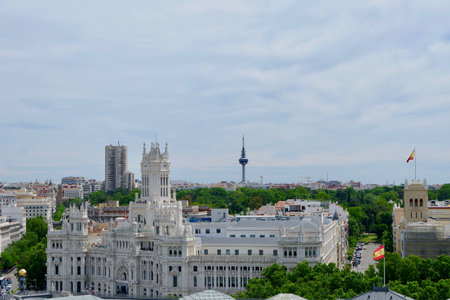 Building of Madrid's city hall from the roof top at a daytime.の写真素材