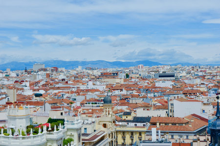 Aerial view on roof tops of Madrid downtown, Spainのeditorial素材
