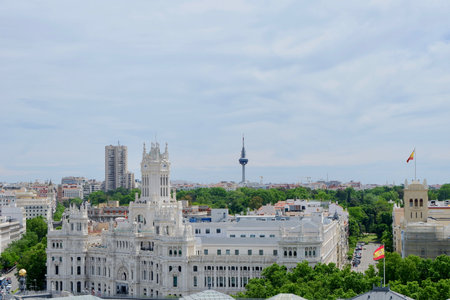 Building of Madrid's city hall from the roof top at a daytime.の写真素材