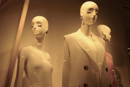 Madrid, Spain - June 10, 2021: several female mannequins on store display in summer clothes in shopping mallのeditorial素材