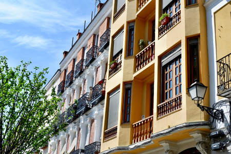 Classical buildings in La Latina neighbourhood, downtown district of Madrid, Spainの写真素材