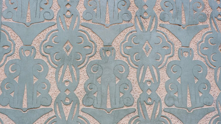 Vintage wall ornament made in art deco style downtown Madrid, Spainの写真素材