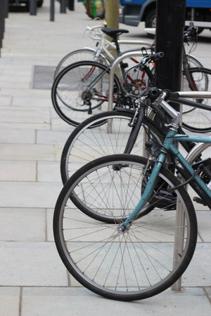 Bikes in  streetの写真素材