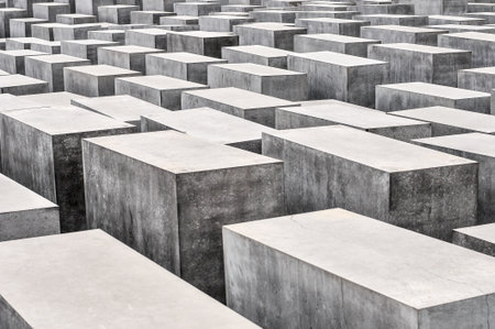 A view on the Holocaust Memorial in Berlin  There are 2,711 concrete blocks  It reminds on the murdered Jews of Europe  It is located in the heart of Berlin のeditorial素材