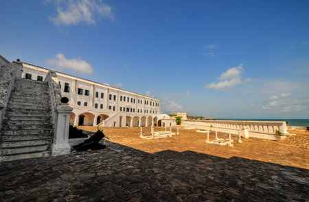 Cape Coast Castle is a fortification in Ghana built by Swedish traders for trade in timber and gold  Later the structure was used in the trans-Atlantic slave trade のeditorial素材