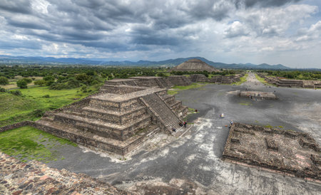 Pyramids of Teotihuacan, Mexico, once venerated by the Aztecs のeditorial素材