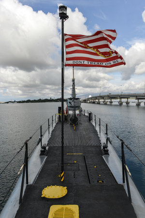 USS Bowfin  SS287  in dock at Pearl Harbor, Oahu, Hawaiiのeditorial素材