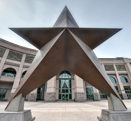 Texas Star in front of the Bob Bullock Texas State History Museum in downtown Austin, Texas.のeditorial素材