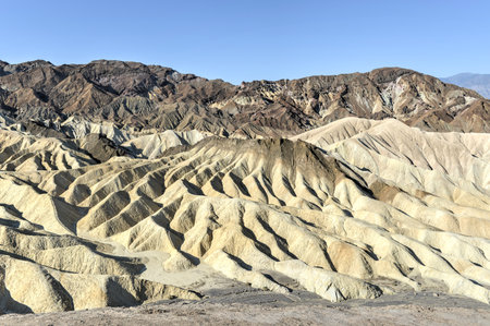 Eroded Mountain Ridges at Zabriskie Point in Death Valley National Park, California, USA. Zabriskie Point is a part of Amargosa Range located east of Death Valley in Death Valley National Park.の写真素材