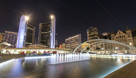 Nathan Phillips Square, an urban plaza in Toronto.のeditorial素材