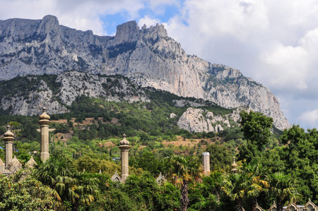 Ai Petri Mountain as seen from the Vorontsov Palace, Crimea の写真素材