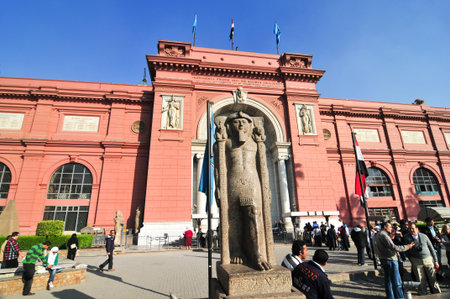 CAIRO, EGYPT - DECEMBER 26: The Museum of Egyptian Antiquities, also known as Egyptian Museum on December 26, 2008 in Cairo, Egypt. It is one of the most well known museum's in the world.のeditorial素材