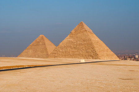 Egyptian Pyramids of the Giza Plateau in Cairo.の写真素材